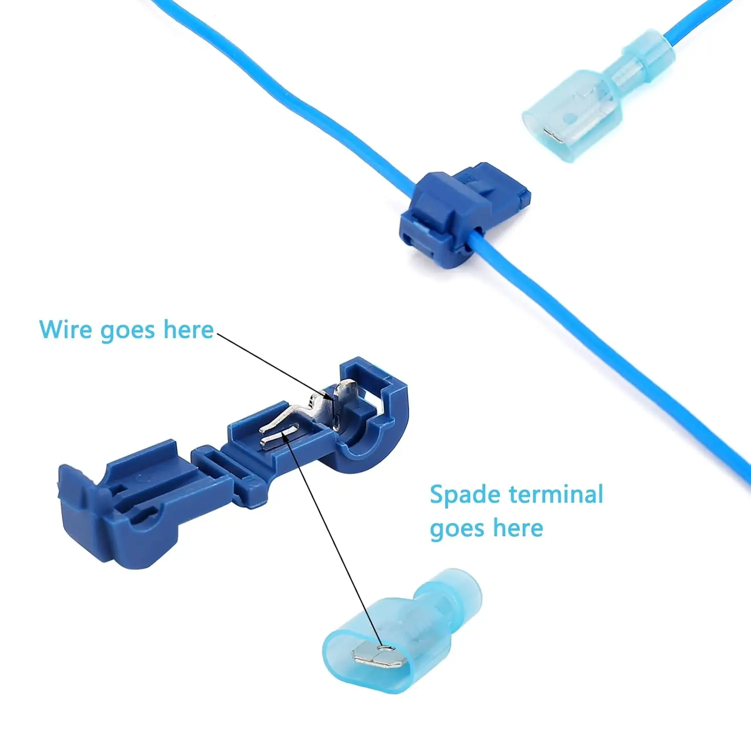 100pcs/50pairs T-Tap Wire Connectors, T Tap Electrical Connectors Quick Wire Splice Taps and Insulated Male Quick Disconnect