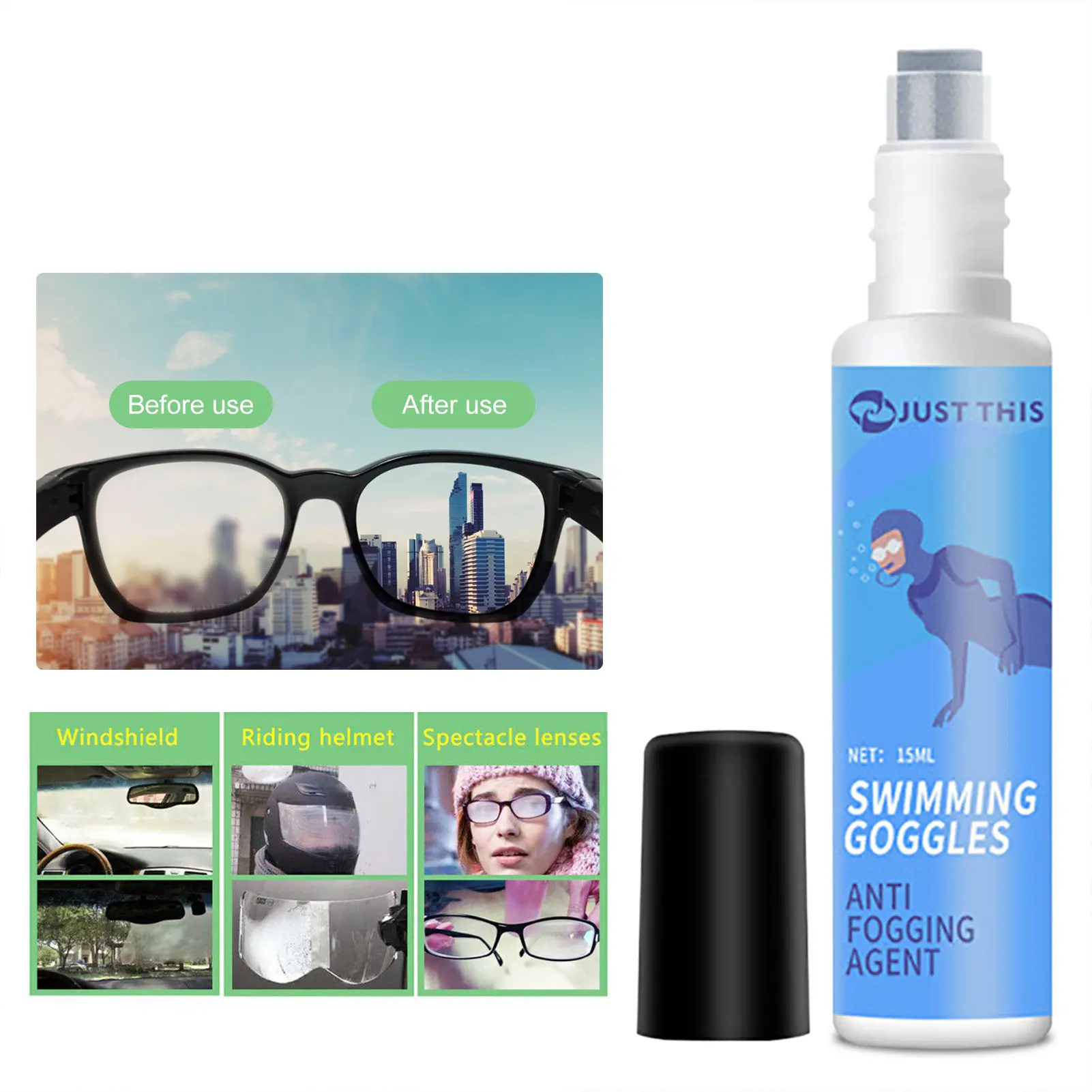 15ml Defogging Agent Anti-fogging Dispenser For Swimming Goggles Glasses Scuba Dive Mask Lens Cleaner Sports Glasses