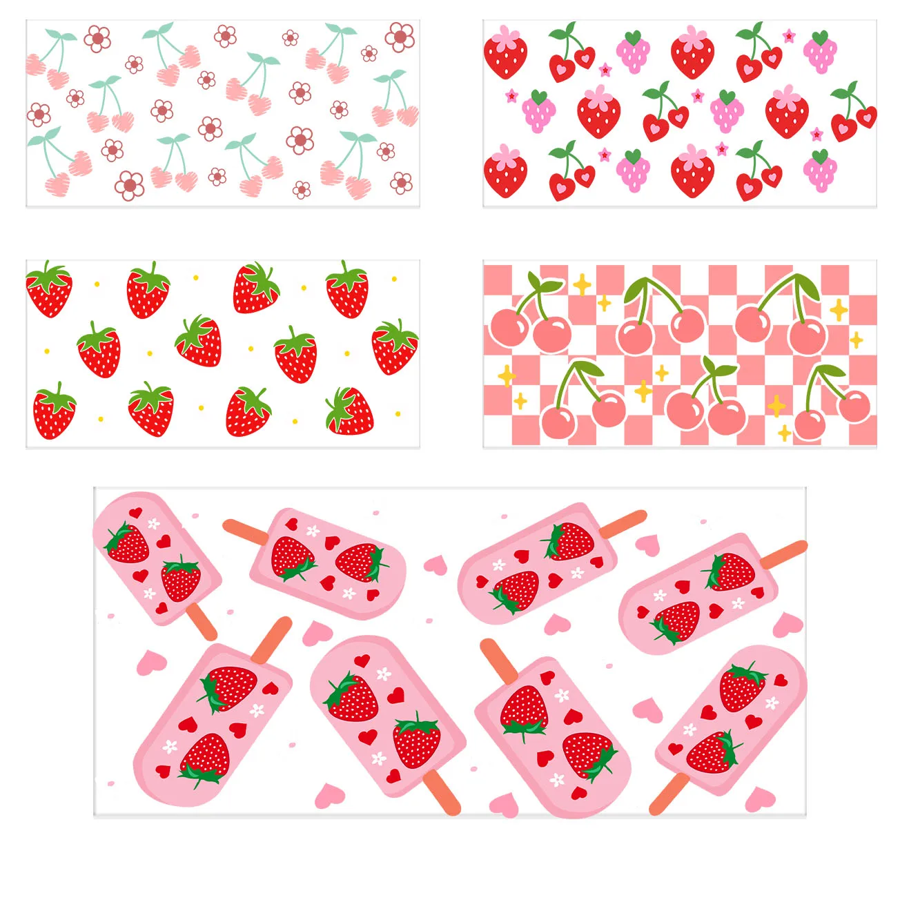 Fruit Themed Cup Wrap Colorful Design DTF Wrap For 16OZ Glasses Cups Bottles DIY Decal UV DTF Wrap Transfer Stickers