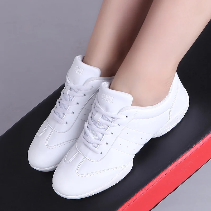 6683 Women Ladies White Leather Cheer Shoes Breathable Sneakers For Aerobics Training And Gym Fitness Dancing Sports Shoes