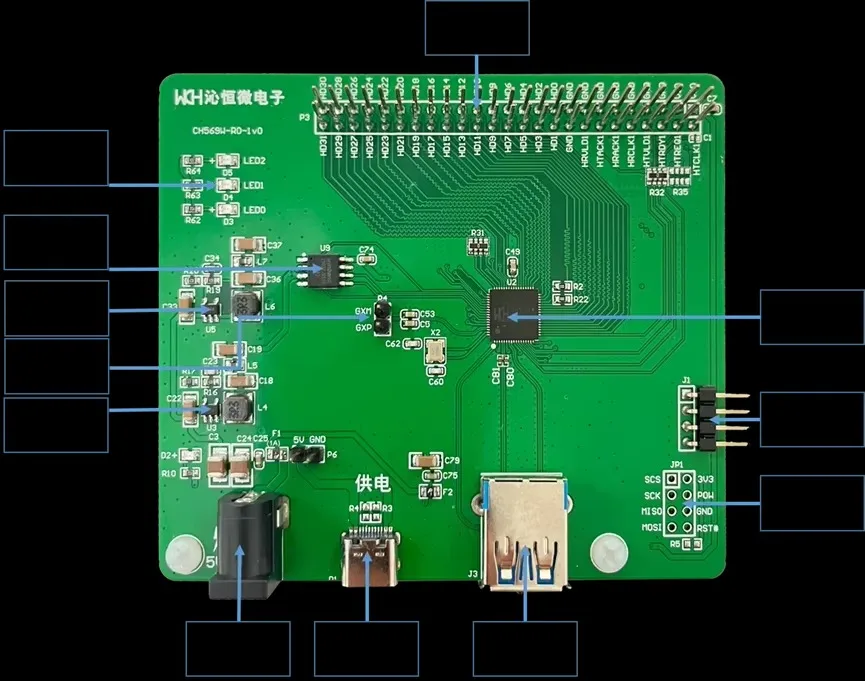 SmCpCh569 Development Board Usb3.0 Super-speed Interface Mcu Gigabit Ethernet Phy Hspi Ch569w-evt Evaluation Board New Original