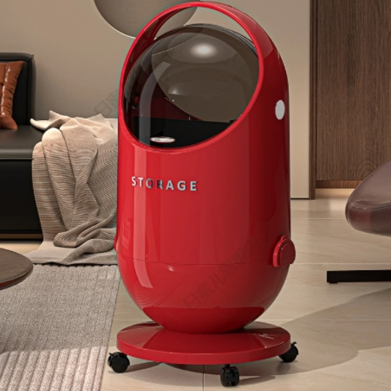 

High-Grade Rolling Flip-Top Wastebasket, Luxury Living Room Trash Can, Large Capacity Garbage Bin, Bedroom Paper Bin