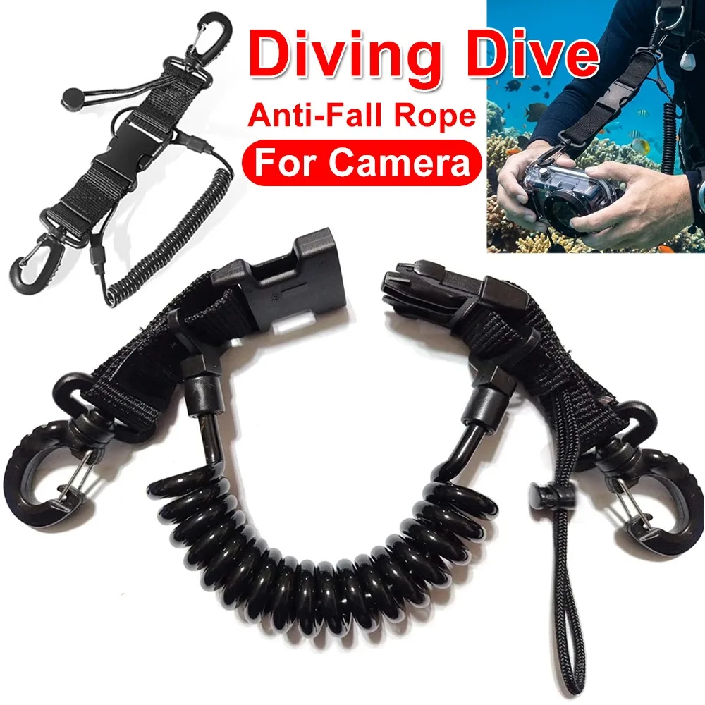 Spring Lanyard Swimming Sports Diving Canoe Camera Rope Elastic Key Chain Safety Anti Loss Lanyard Quick Release Buckle Clips
