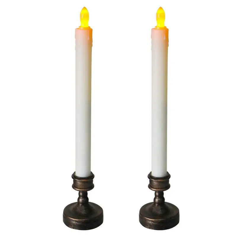 

20pcs Battery operated Flameless Led taper Candlestick Wedding Holiday Household table decorative lighting-24cm(H)