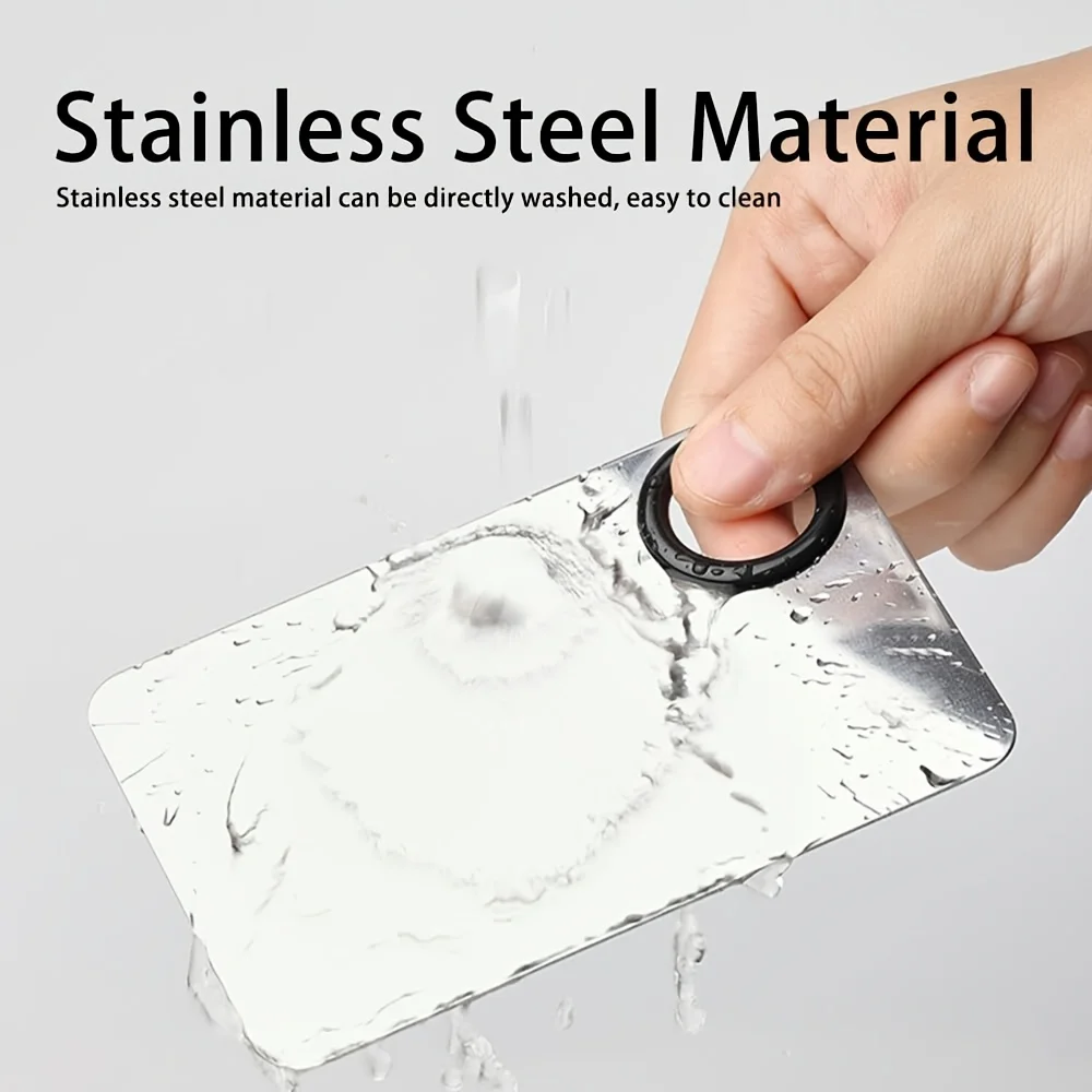 1개 메이크업 파운데이션 스프레더 세트 - 링이 있는 스테인리스 스틸 팔레트 및 브러시 - 파운데이션을 바르고 블렌딩하는 데 완벽합니다