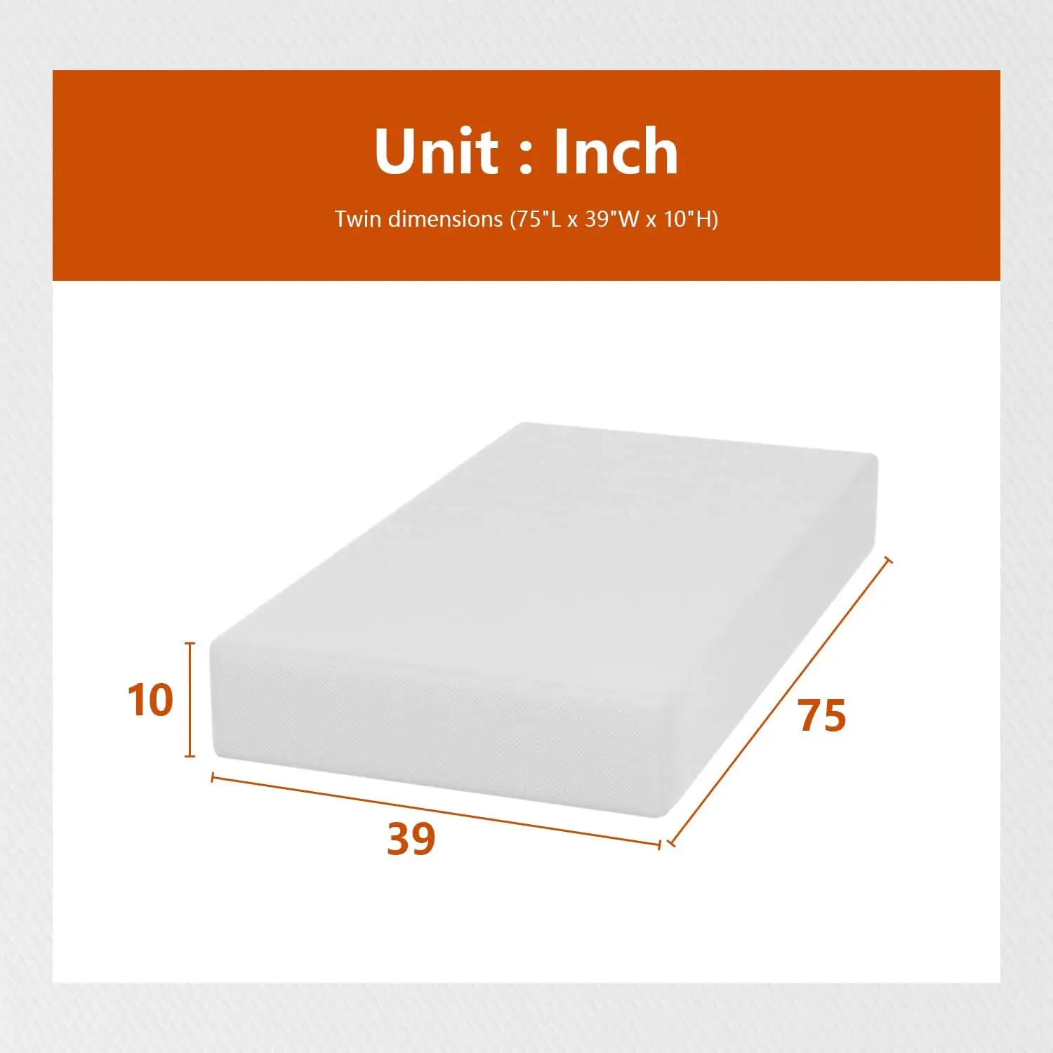 CertiPUR-US ignorent la base du matelas double, matelas en mousse, housse douce et perfective, remboursement jumeau pour cadre de lit, lit superposé, Tru, 10 po