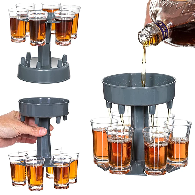 6 Shot Glass Wine Whisky Beer Dispenser Holder Liquor Dispenser Drinking Games Tools for Christmas Home Party Bar Shot Glass