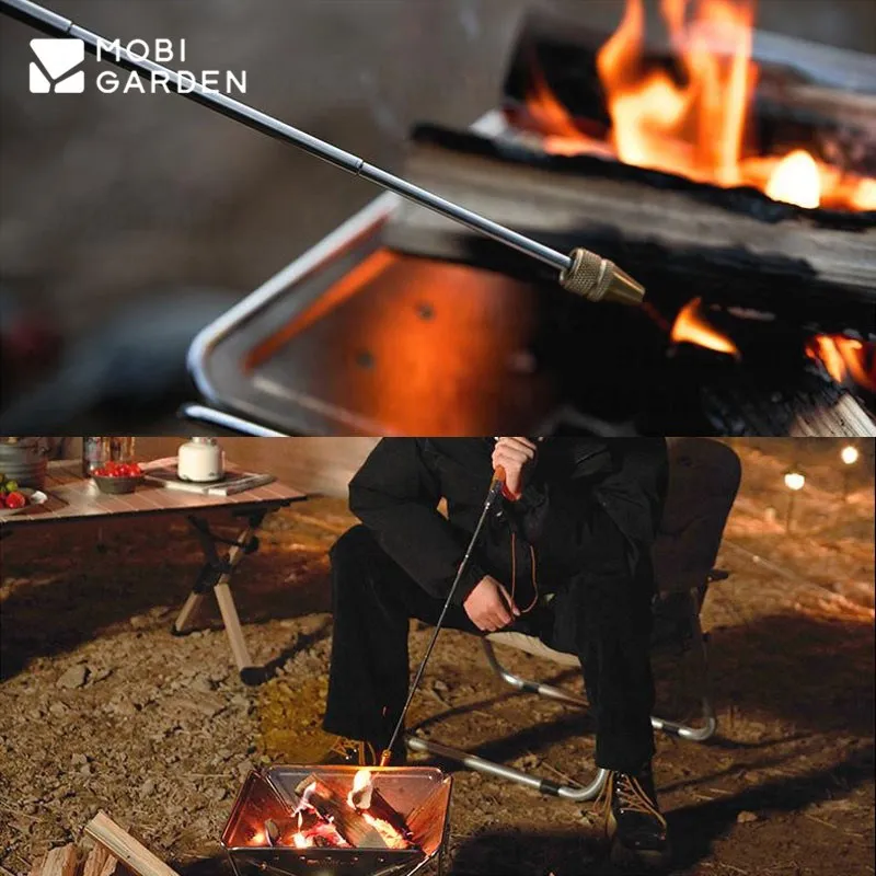 MOBI GARDEN Outdoor Blow Fire Tube Telescopic Stick Stainless Steel Pipe Firewood Stove Camping Accessories Campfire Tool Torch