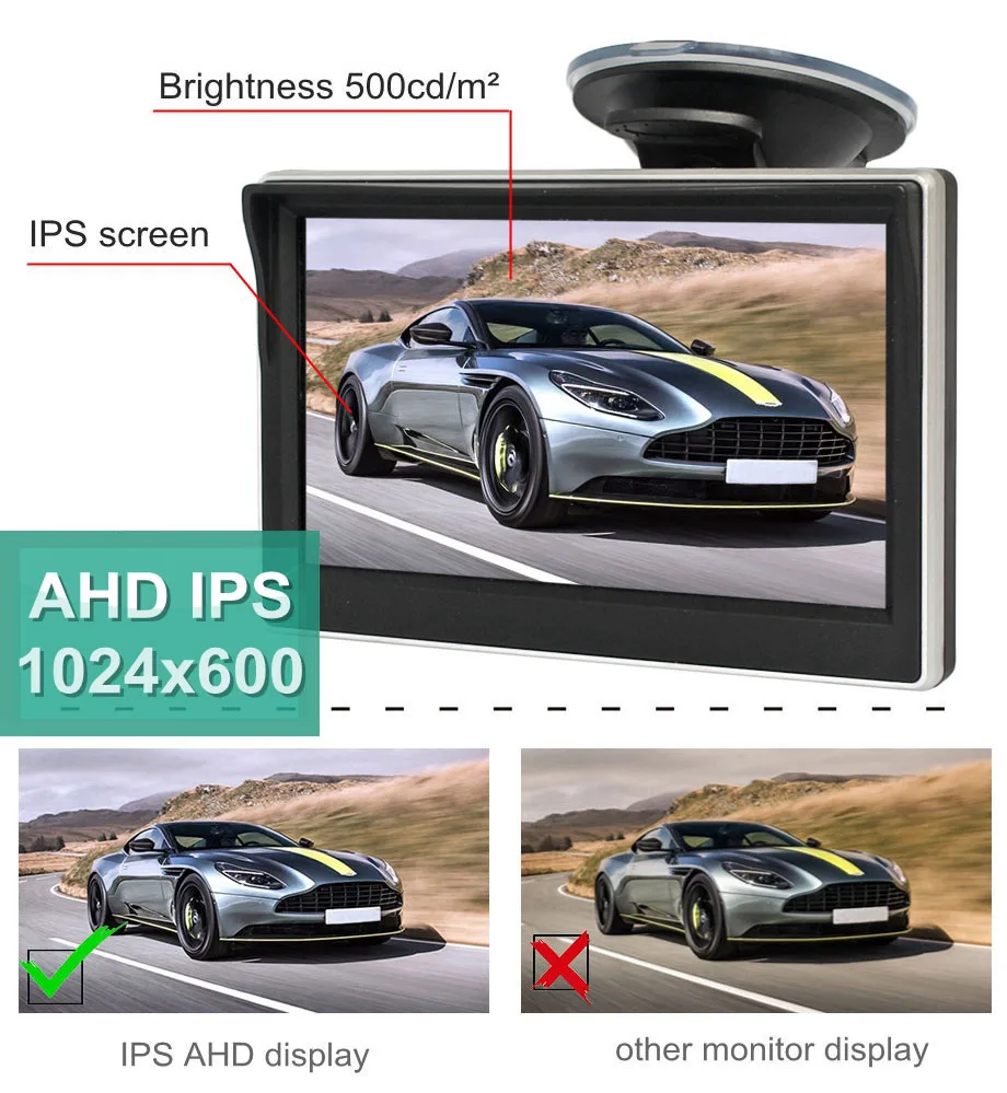 DIYSECUR AHD IPS 차량 후방 보기 모니터, 1920*1080 녹화 DVR 2 백업 차량 카메라, AHD 나이트 비전 지지대 SD 카드, 5 인치