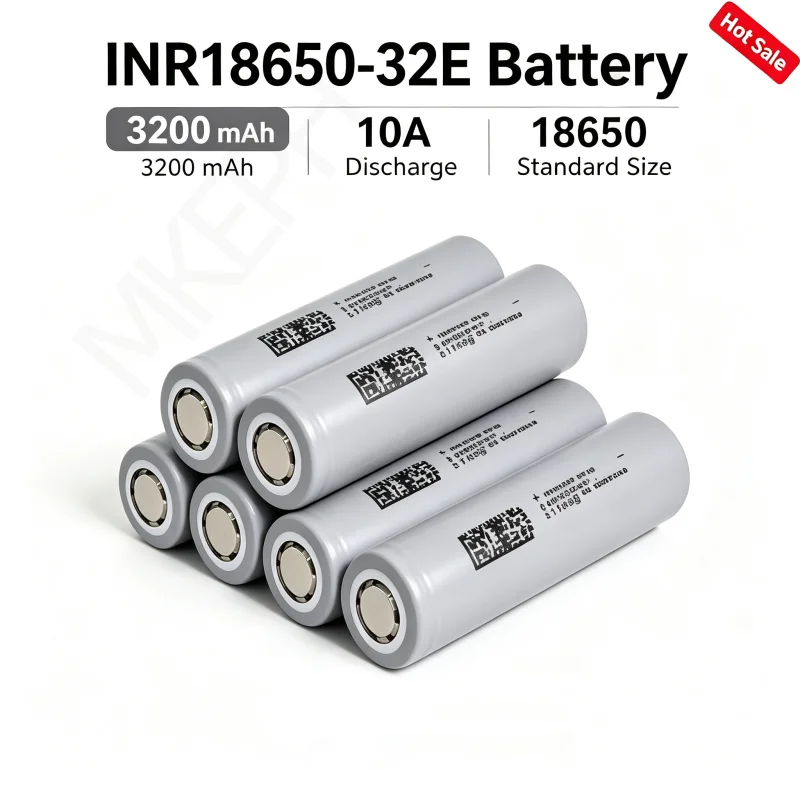 100% New 32E INR18650 Rechargeable Lithium-Ion Battery 3200mAh 3.7V10A for Small Electronic Devices