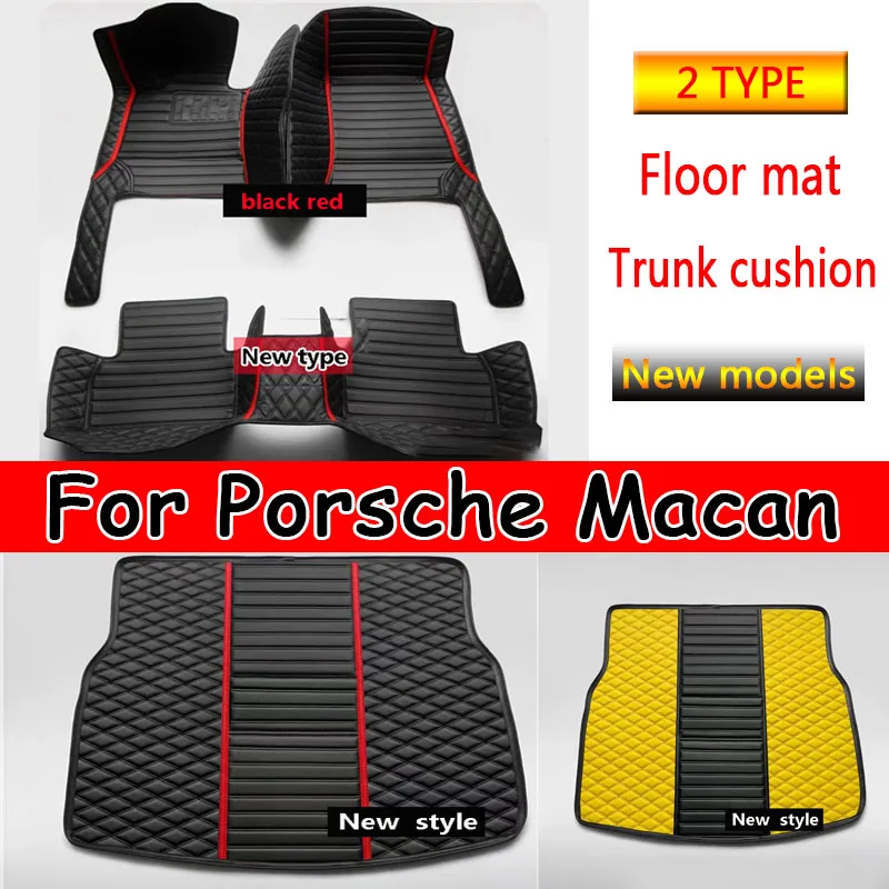 

Car Floor Mats For Porsche Macan 95B 2018 2017 2016 2015 2014 Leather Car Mats Full Set Tapis Voiture Car Accessories Interior