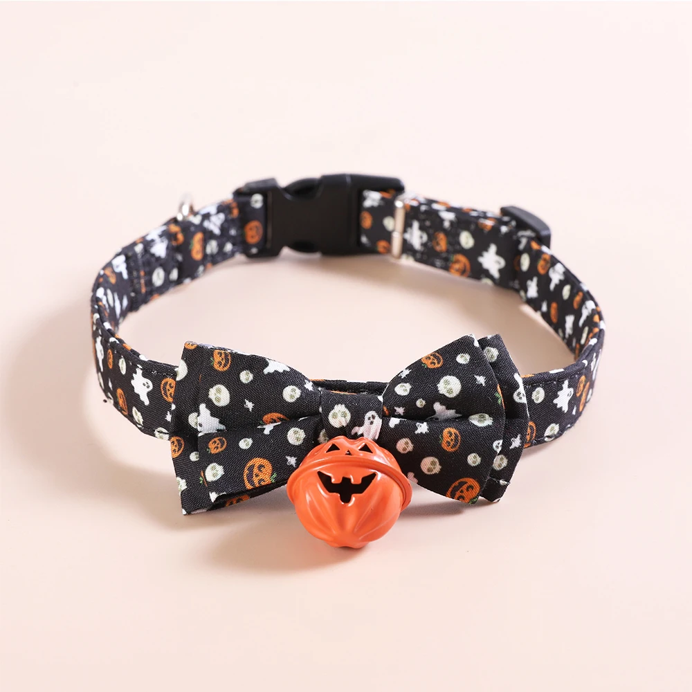 

Halloween Pet Collars Dog Collars Cat Festive Collars Traction Anti-Lost With Smiley Pumpkin Bells Jewelry Pet Costumes