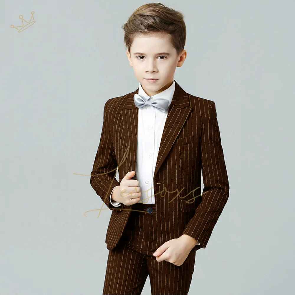 2-piece striped suit for boys, formal attire customized for children aged 3 to 16, perfect for wedding party dress