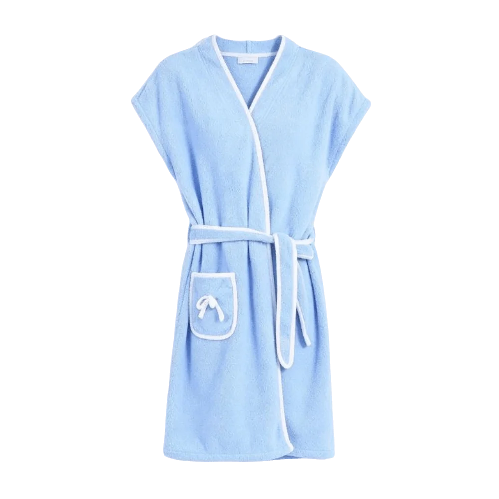 Long Towel Soft Wearable Bathrobe Absorbent Short-Sleeved Bath Towel Breathable Tie Closure Bath Wrap Adults