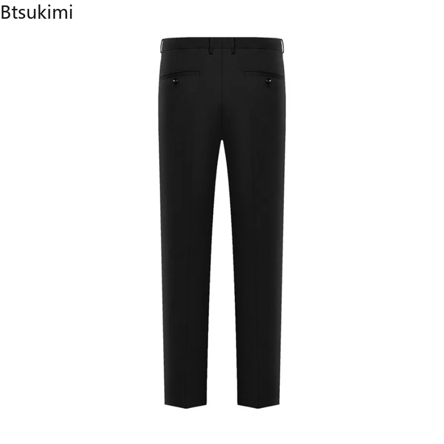 2024 Men's Fashion Solid Business Casual Suit Pants Men Slim Straight Formal High Quality Trousers Social Golf Wear Male Pants