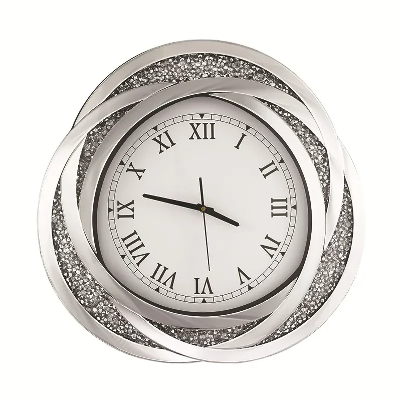 Creative Wall Clock with Mirror Glass Design Sun Brand Movement Modern Living Room Decorative Wall Mirror Clock for Home