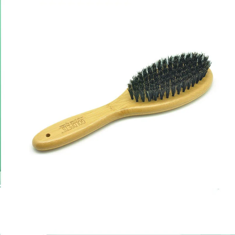

Natural Bamboo Double - Sided Dog & Cat Grooming Brush, Boar Bristles. Professional Deshedding & Massaging Hair Removal Tool