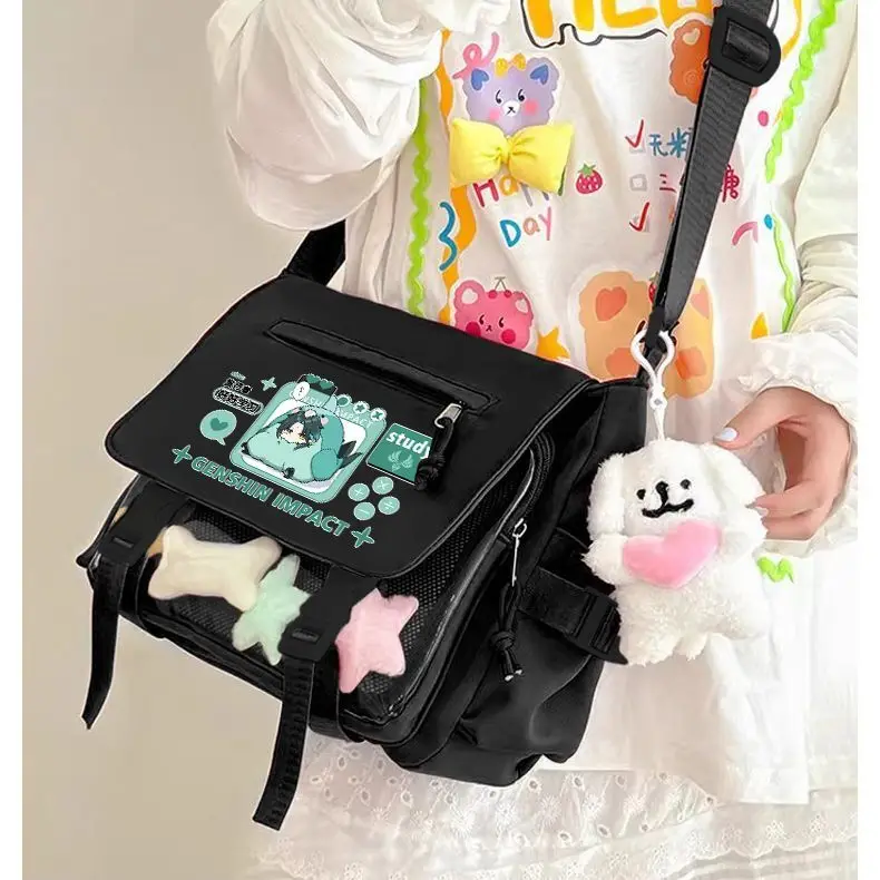 Genshin Impact Crossbody Alikino Scaramouche Unisex Elementary Middle High School Students Versatile Large Capacity Transpare