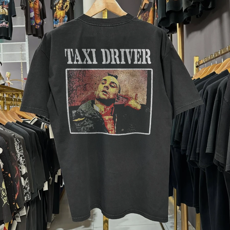 Taxi Driver 'You Talkin To Me?!' Rare Washed Black T-Shirt Underground Print Loose Retro Summer