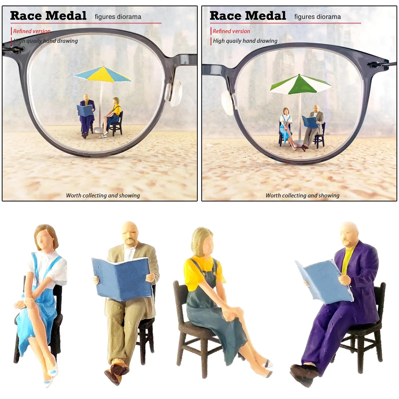 Miniature Doll Figurines 1/64 Scale Resin People Figure Set Painted Tiny Characters for Railway Diorama Scene Decor