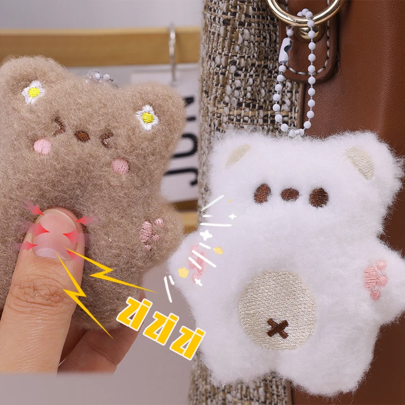 Simple Creative Funny Playful Pressing To Produce Sound Kawaii Bear Keychain Lovely Versatile Key Ring Interesting Cute Pendant