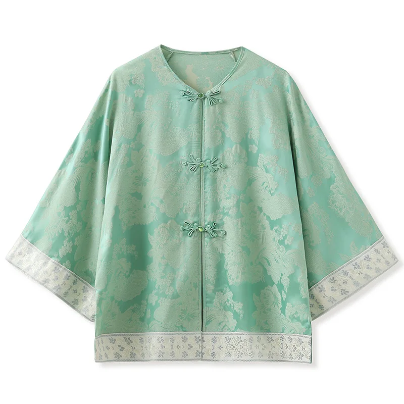 2026 Autumn New Chinese style Printed Shirt Vintage Elegance and Light Luxury Loose Top Jacket