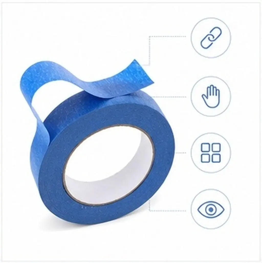 Blue High Adhesion Automotive Spray Masking Tape Clean Removal Non Residue Paper Tape for Car Painting Protection