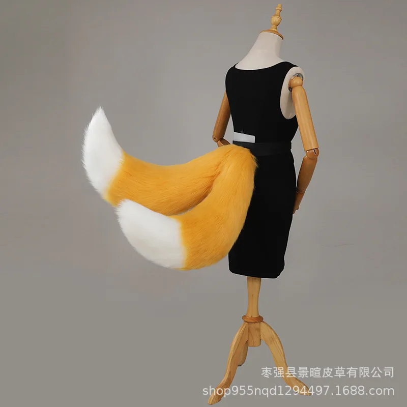 

Fox Wolf Dog Fluffy Tail Halloween Party Roleplay Accessories Cosplay Props Fursuit Cosplay Double Tails Animal Kawaii Furry