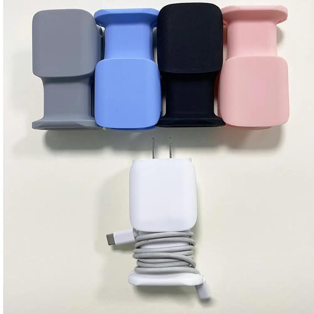 1Pc 2 In 1 Silicone Charger Protector Stand For IPhone 25W Charger Portable Anti-Break Protection Case Convenient Cable Storage