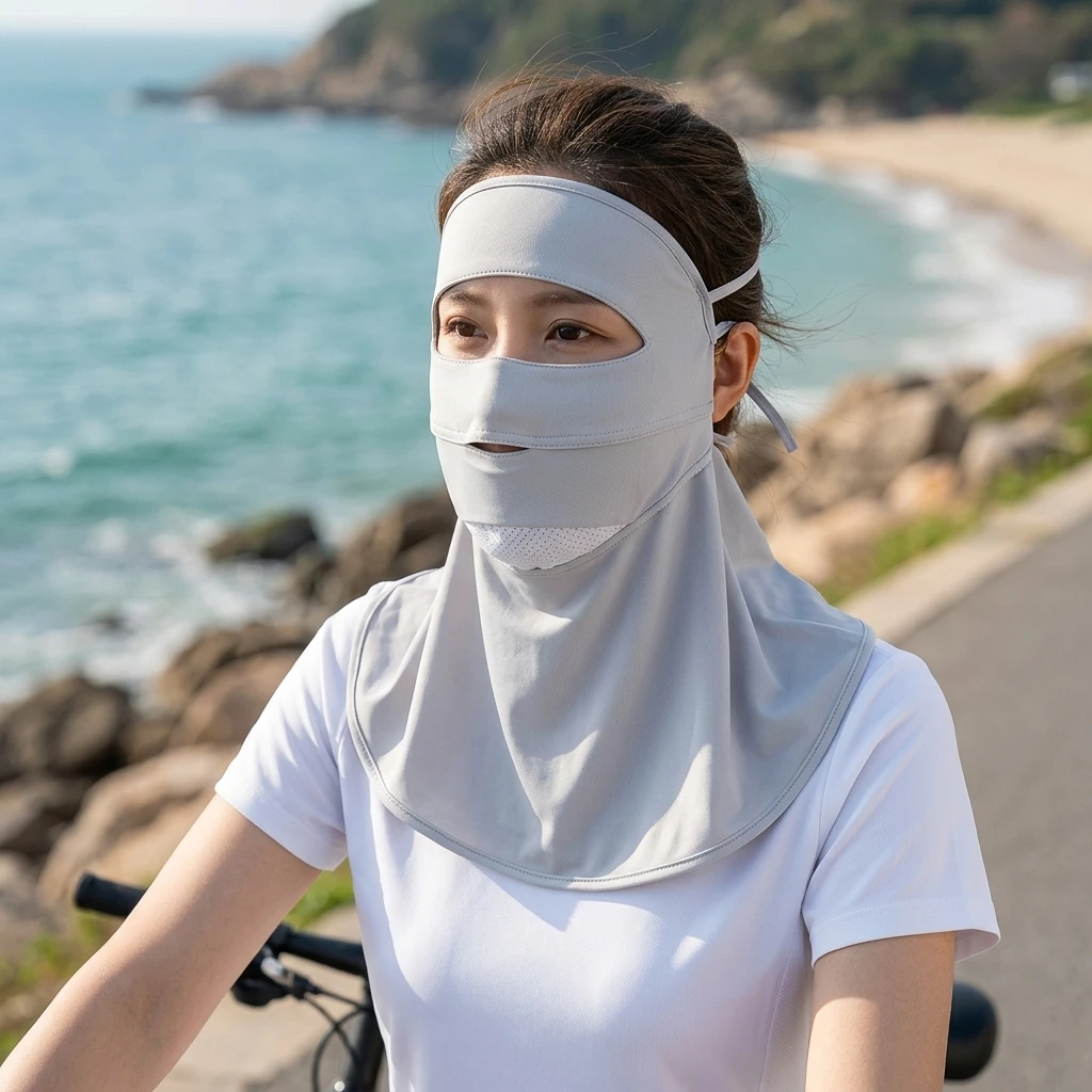 Headband Summer Knit - หน้ากากป้องกันแสงแดดแบบเต็มหน้าไอซ์ซิลค์ UPF50+ ระบายอากาศได้ดี แห้งเร็ว สำหรับปั่นจักรยาน เดินป่า
