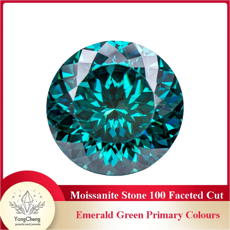 

Moissanite Stones Round Shape 100 Faces Cut Emerald Green Primary Colours DIY Jewelry Making Materials with GRA Certificate