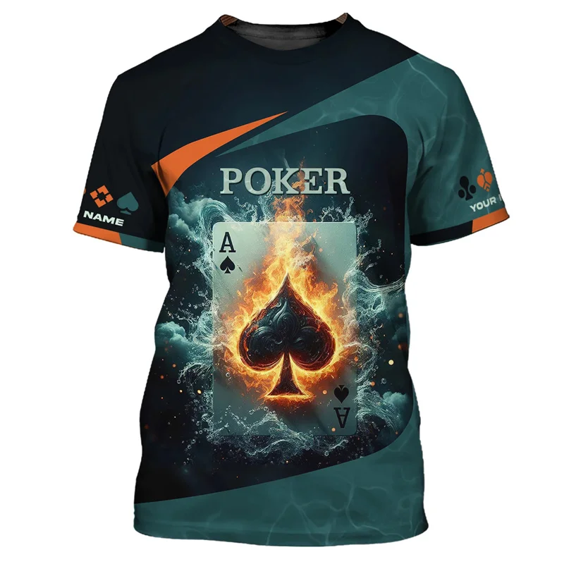 Poker Graphic T Shirt For Men 3D Printed Playing Cards Tee Shirts Summer Streetwear Short Sleeve Tops Cosplay Crew Neck T-shirt