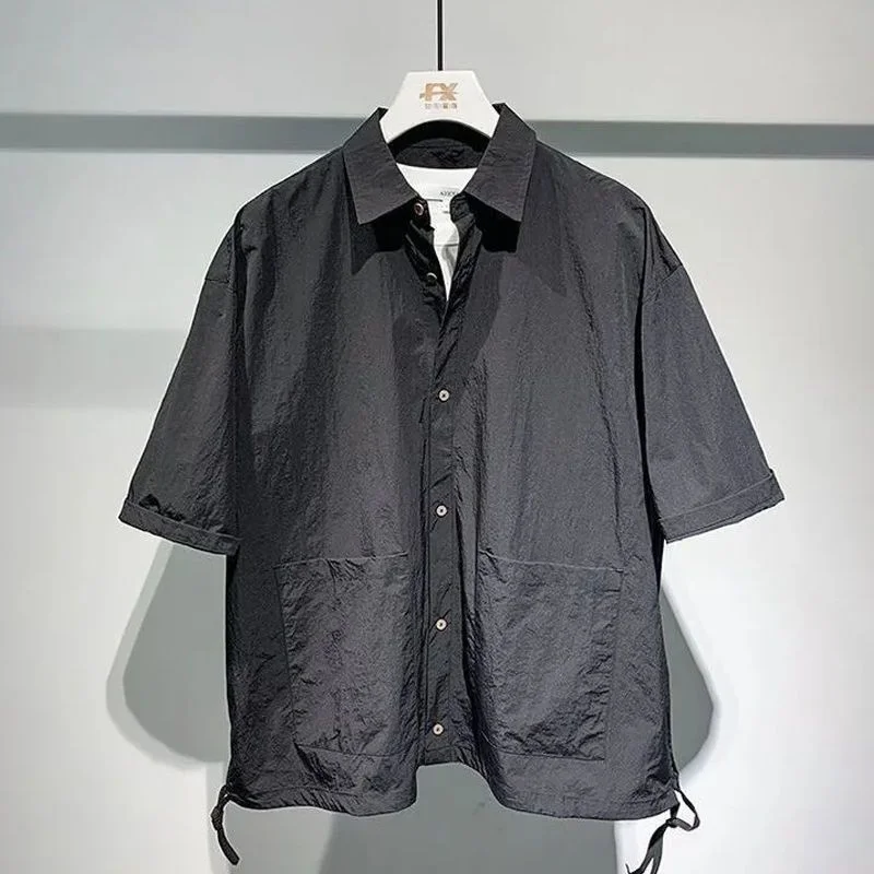 Men Summer Short Sleeve Set New Linen Shirt Man Japanese Retro Collar Loose Short Sleeved Shirt Breathable Casual Male Clothes