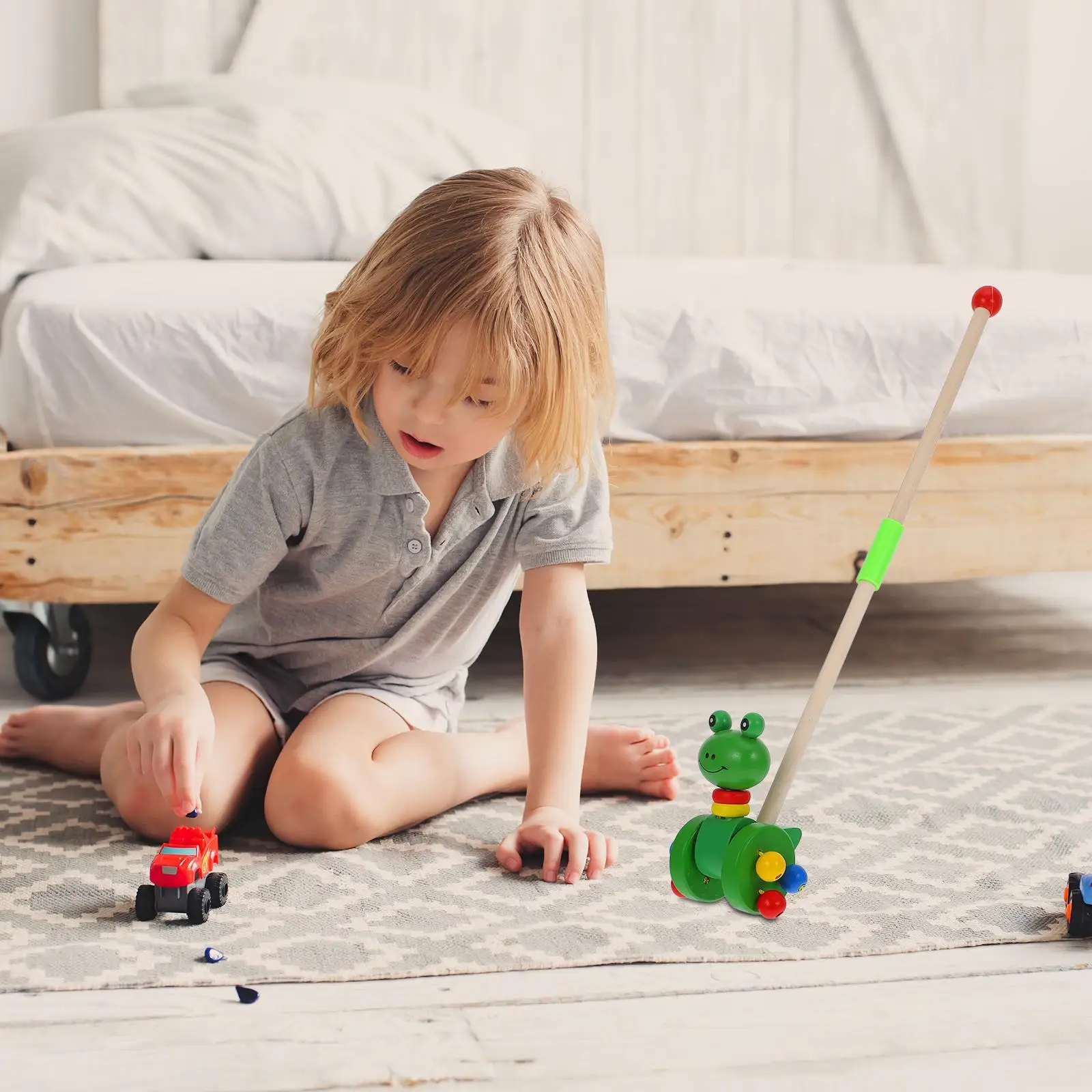 Carrinho de madeira bebê walker brinquedo brinquedos para crianças menina único tiro primeira infância criança meninos