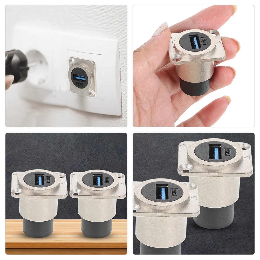 

USB 3.0 Panel Mount Coupler Strong Wear Resistance Scratch Proof Reinforced Shell USB Bulkhead Connector for Data Transfer