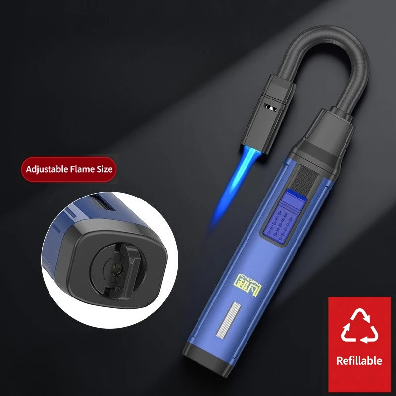 Flexible Gooseneck Butane Torch Lighter, 360° Rotatable Long Hose Windproof Jet Igniter, Refillable Gas Lighter for Kitchen, BBQ