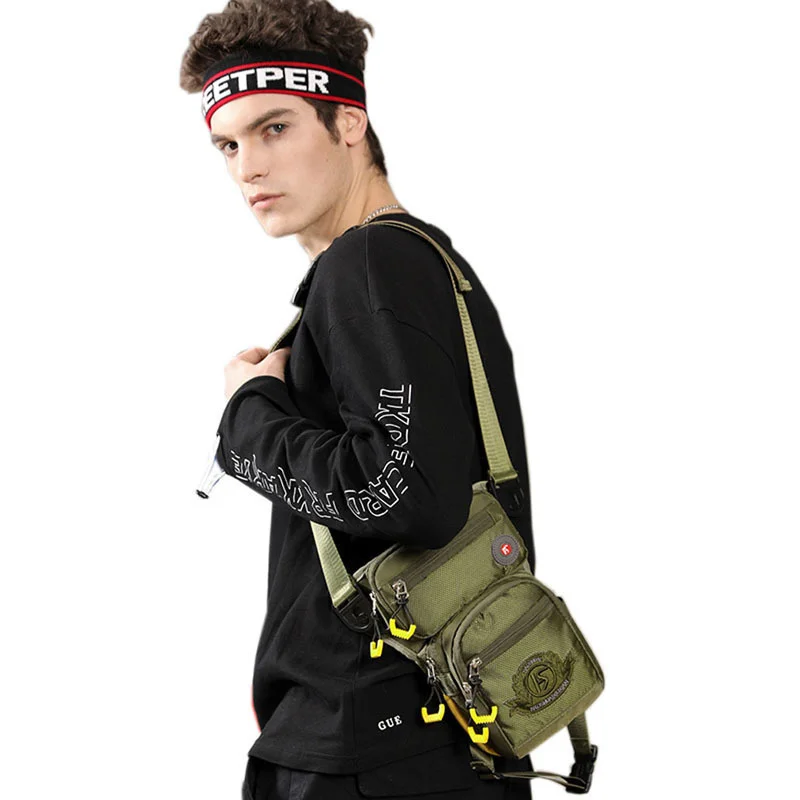 Motorcycle Rider Mannen Nylon Been Hip Drop Dij Bag Militaire Aanval Mannelijke Riem Bum Fanny Taille Pack Messenger Schoudertassen