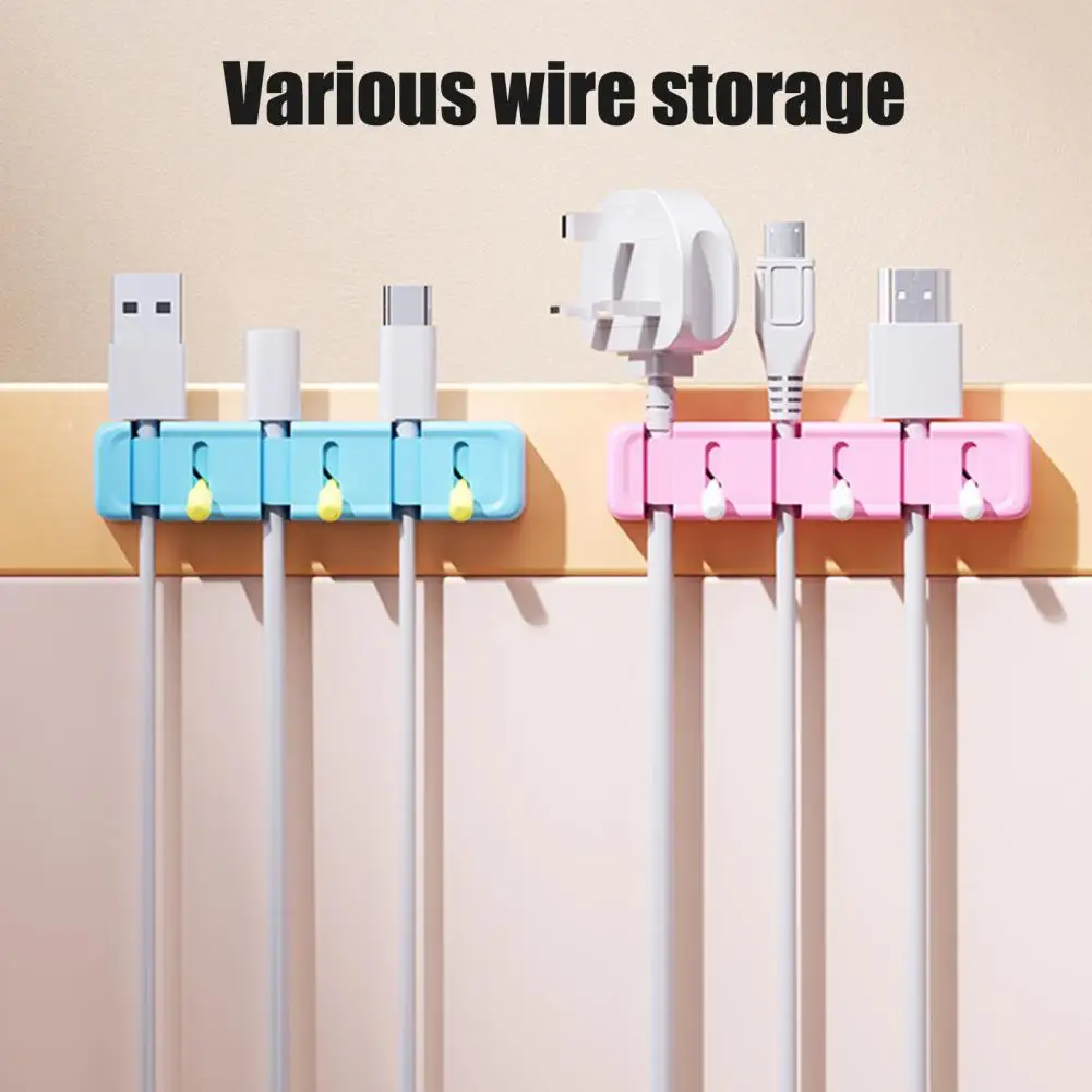 Toggle Switch Cable Holder Clip 3 Slots Self-adhesive Desk Phone Charging Data Cord Organizer Keeper Power Wire Management Clip