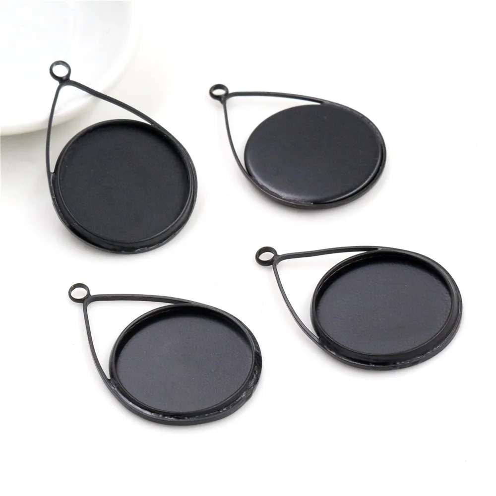 5 sztuk 20mm rozmiar wewnętrzny jasny srebrny pozłacane i brąz czarny materiał miedziany Drop styl Handmade Cabochon podstawy Cameo baza wisiorek — zdjęcie 4