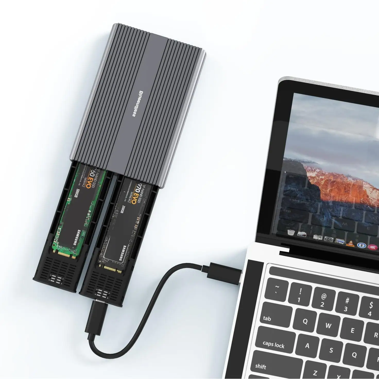 

Dual Bay Dual Protocol NGFF SATA NVME PCIE 2 In 1 SSD Case Enclosure Adapter M.2 NVME NGFF to USB3.1 Type-C