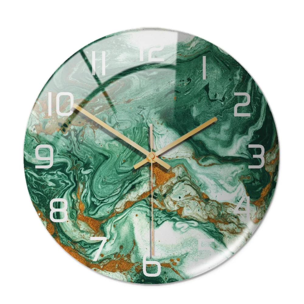 

30CM Wall Clock New Listing Round Marble Three-Dimensional Clock Home Decorations For Living Room Kitchen Bedroom And Office