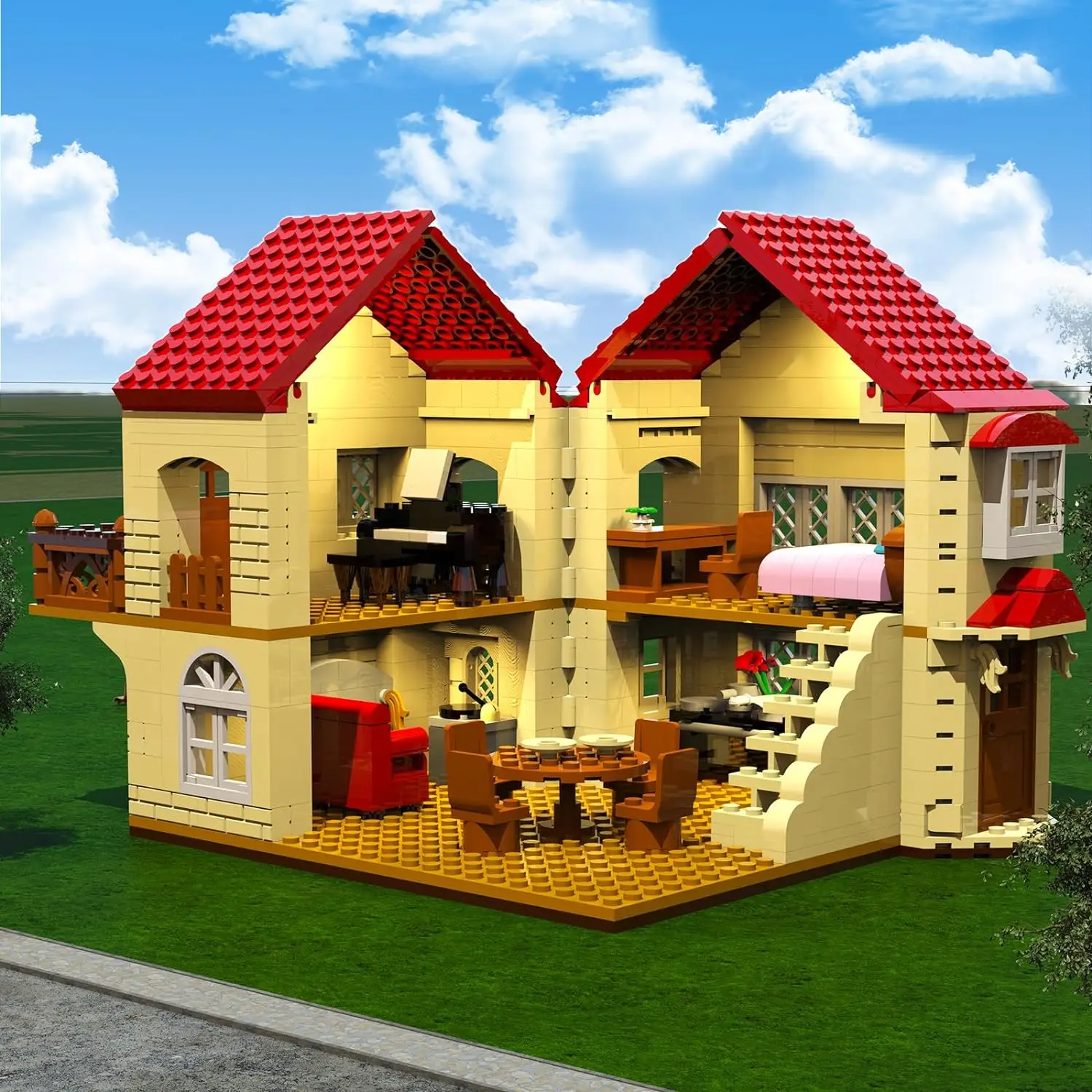 Cozy Log Country Home with Lighting Kit, Home Decor Creative DIY Birthday Toy Gifts for Girls，Boys or Adults (692pcs)