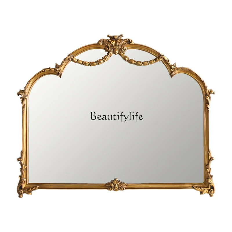 French Retro Dressing Mirror European Carved Wall American Wall Hanging Bathroom Led Anti-Fog Bathroom Mirror