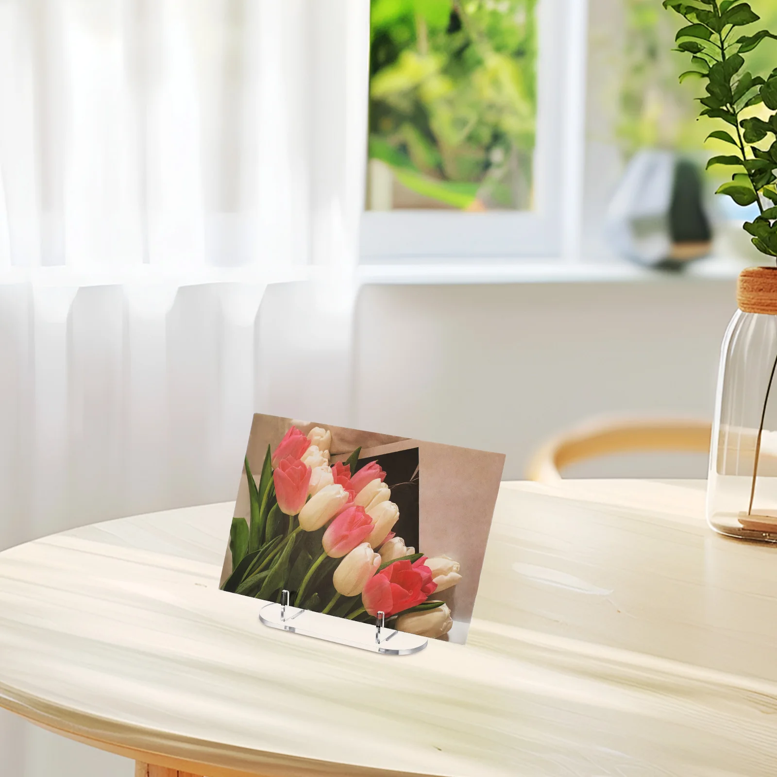 

Clear Acrylic Small Display Stand Transparent Organizer for Home Office Commercial Use Picture Plate Card Holder