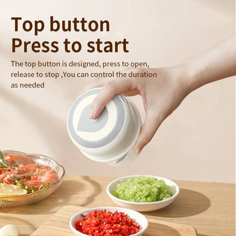Portable Electric Garlic Press Automatic Garlic Crusher Mini Food Processor Blender for Onion Vegetables Nuts Baby Food