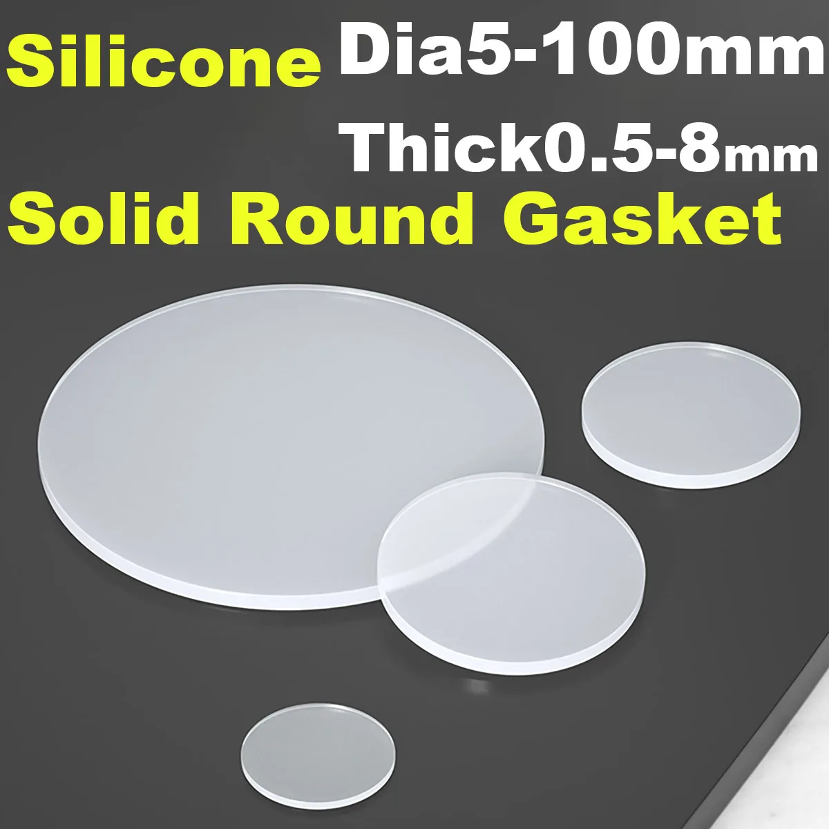 10pcs White Solid Round Silicone Rubber Sheet Seal Gaskets Pad Dia 5 8 10 12 15 20 25 30 35 40 45 50 55 60-100mm Thick 0.5mm-8mm