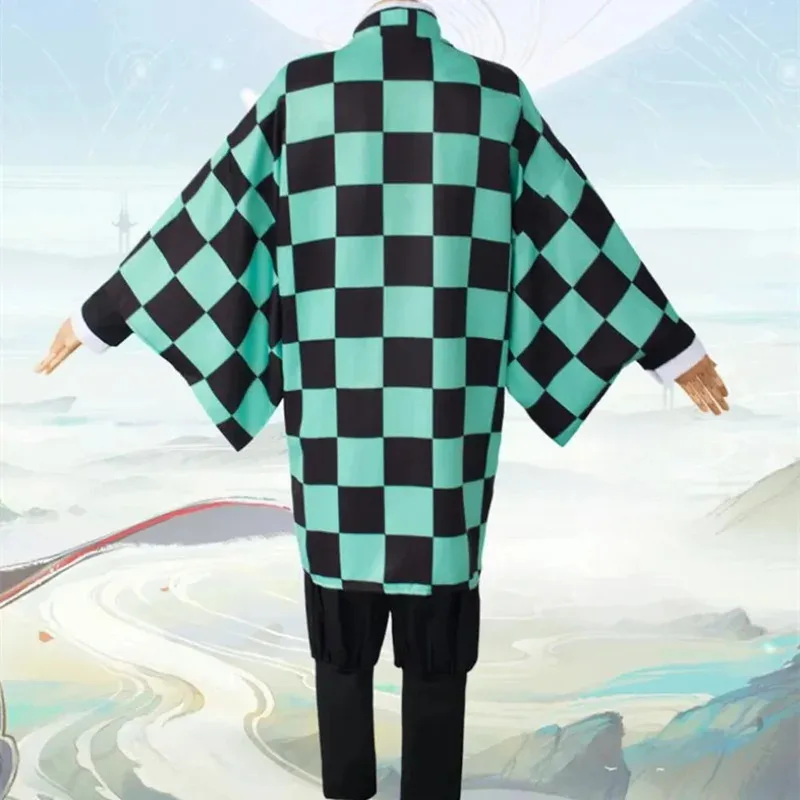 

bilibili Demon Slayer Kamado Tanjirou Cosplay Costume Halloween Party Adult Anime Clothes Fancy Outfits Wigf;5,m'7.d;