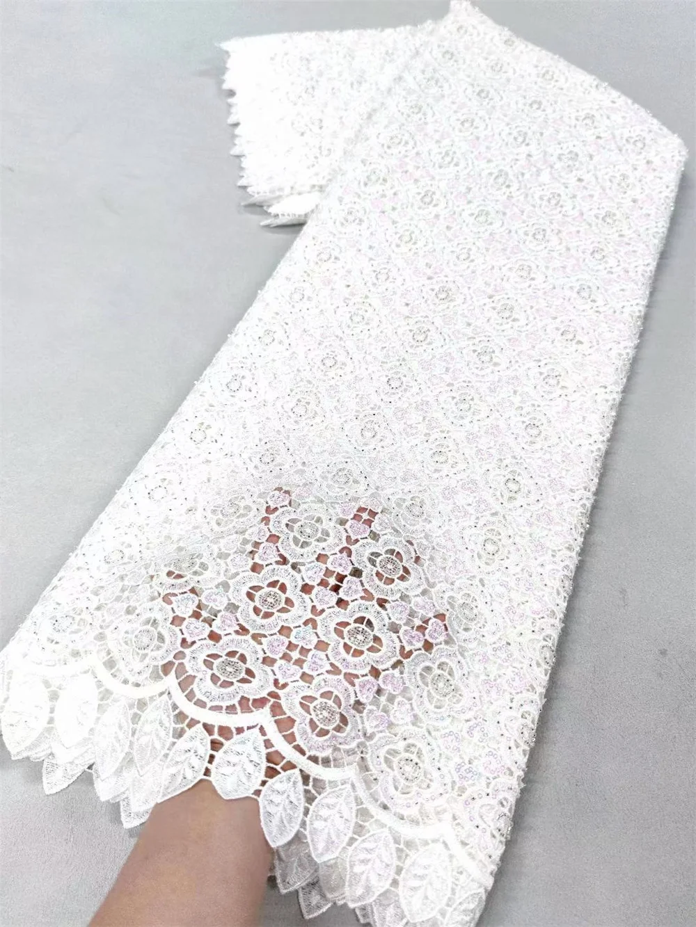 أقمشة الدانتيل الأفريقي النيجيري الزفاف جبر 2025 ، فستان الحفلات الأحجار للخياطة ، قابل للذوبان في الماء ، جودة عالية ، 5 ياردات p H124-1 #1