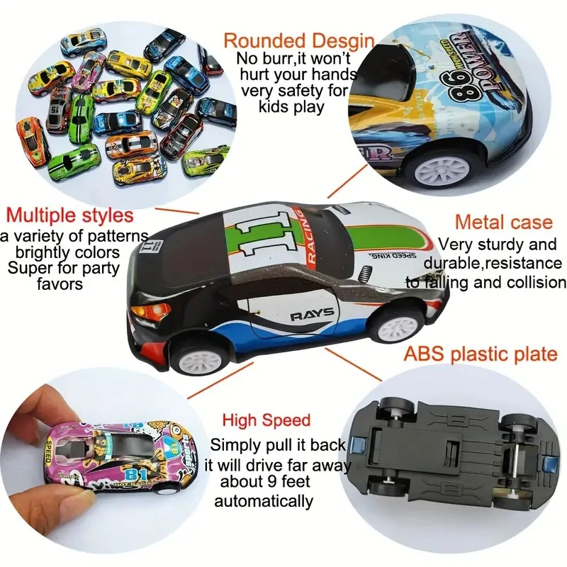 Nuovo Set di modelli di auto in lega Mini da 50-10 pezzi con scatola di immagazzinaggio auto pressofuse giocattoli per ragazzi veicolo a inerzia