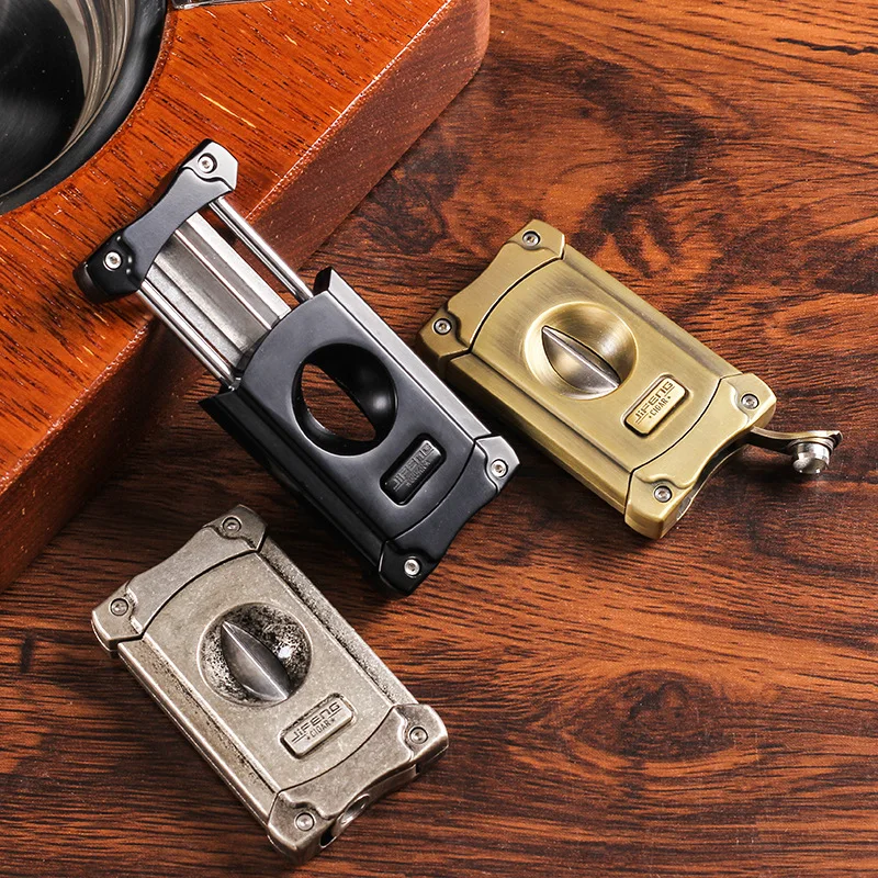 

Creative 3-in-1 V Cigar Cutter with Punch Dart And Cigar Holder Portable Stainless Steel Cigar Scissors Men's Gadget JF- JV002